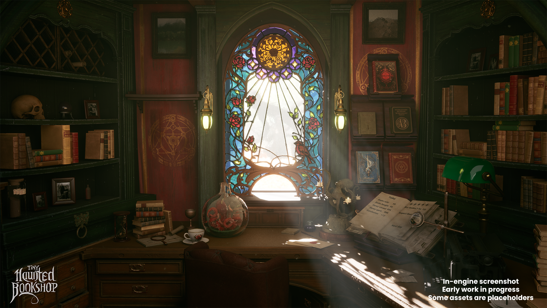 Daytime bookshop interior